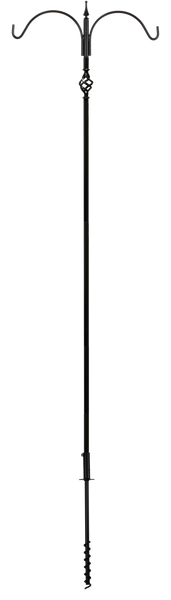 two arm bird feeder pole with decorative accent