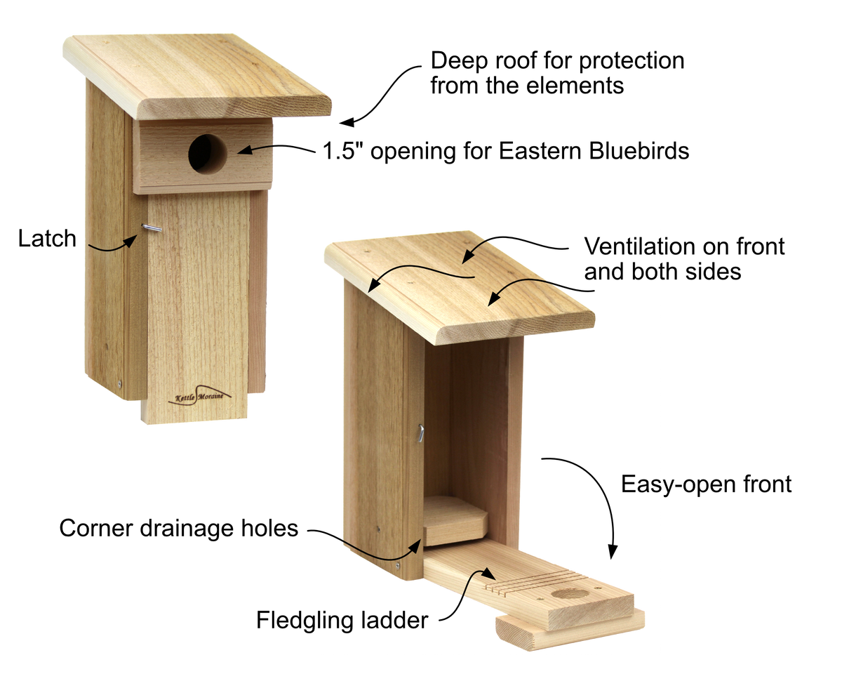 Bluebird Nest Box with Pole Package – Kettle Moraine Woodworking Inc