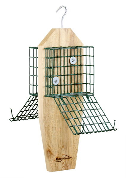 cedar suet feeder with easy to open cages