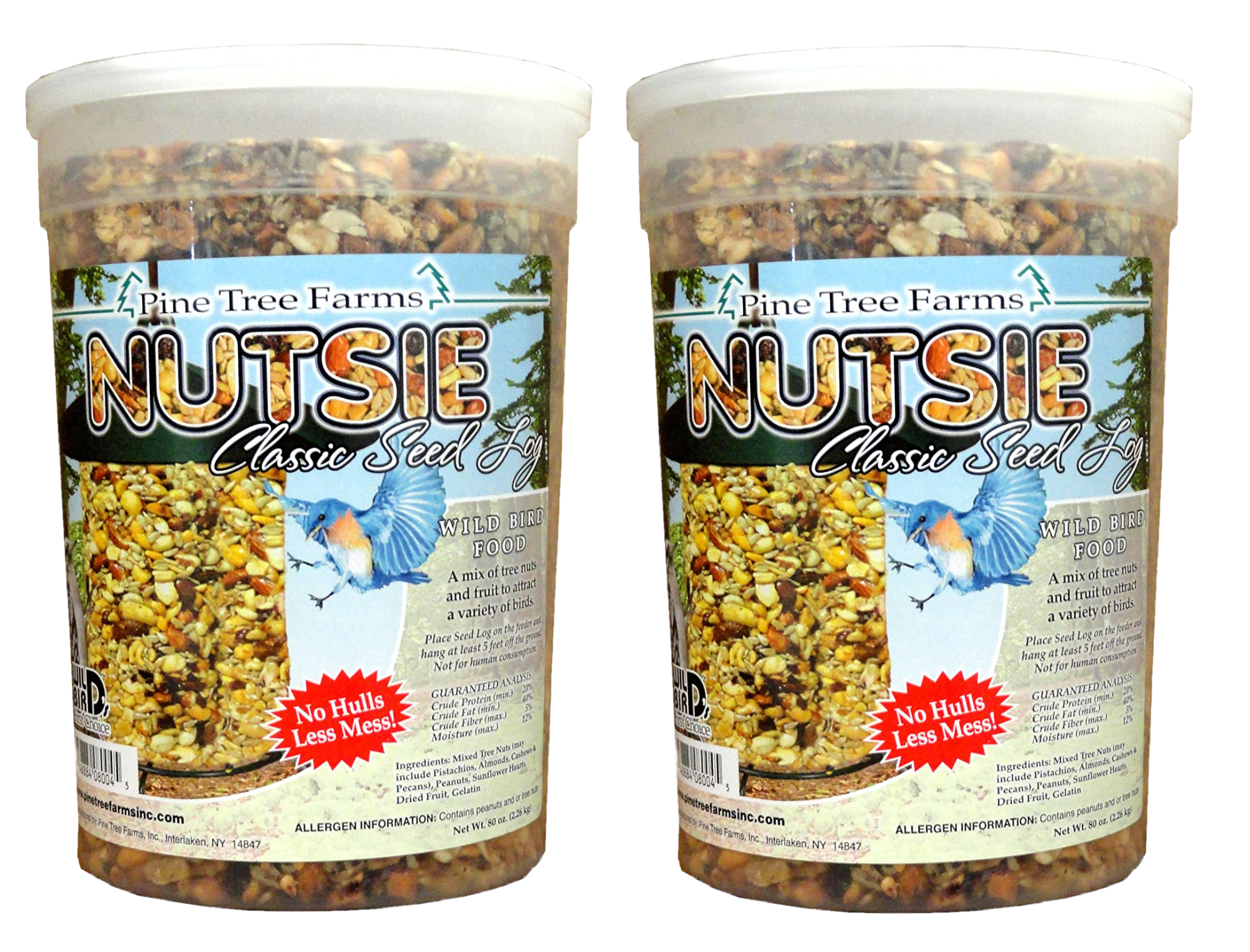 two pack of nutsie seed logs with fruit and nuts