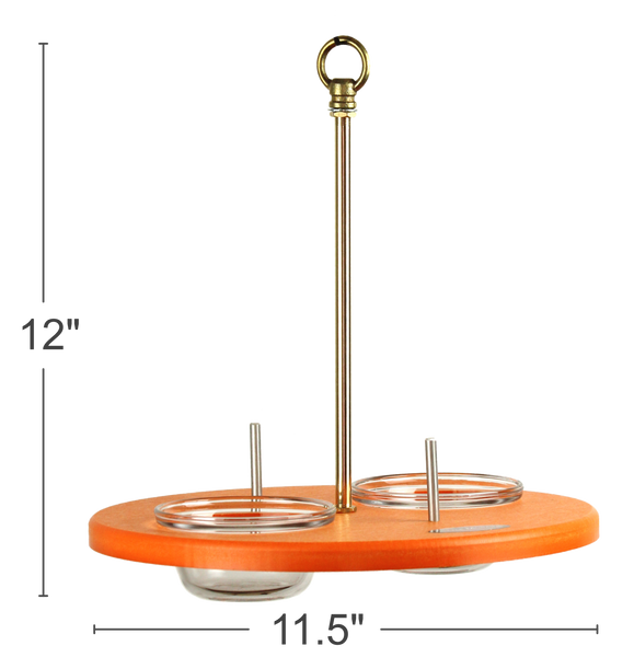 measurements for orange oriole feeder with two glass dishes