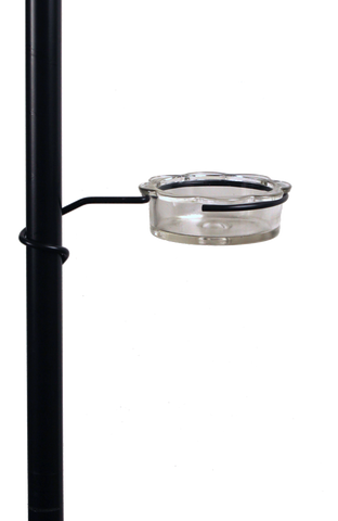 glass dish bird feeder that attaches to pole