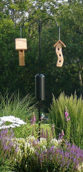bird feeders on two arm pole kit