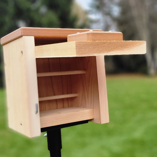 Open Roosting box showing the inside.