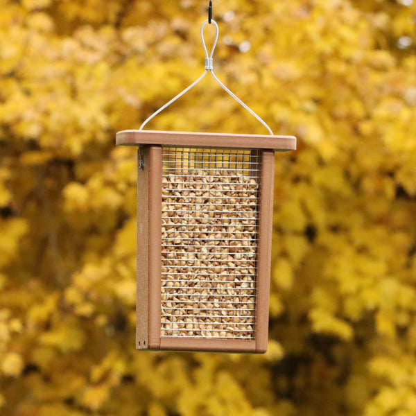 Recycled Peanut Splits Feeder with Tail Prop