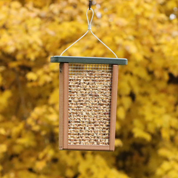 Recycled Peanut Splits Feeder with Tail Prop
