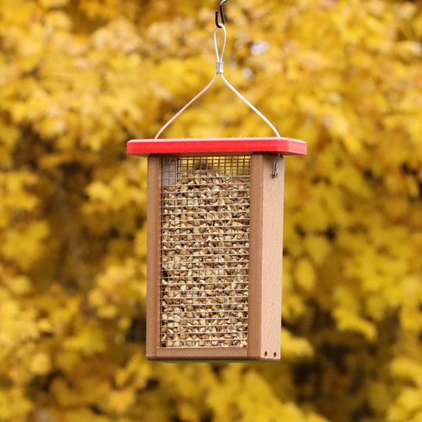 Recycled Peanut Splits Feeder with Tail Prop