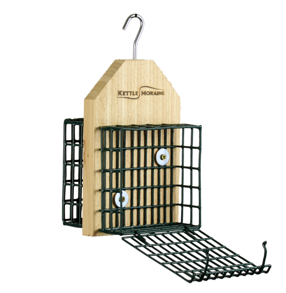 Double Hanging Suet Cage Feeder (Cedar)