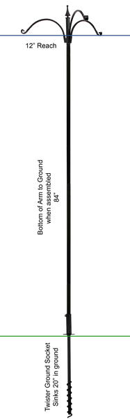 three arm pole kit with measurements