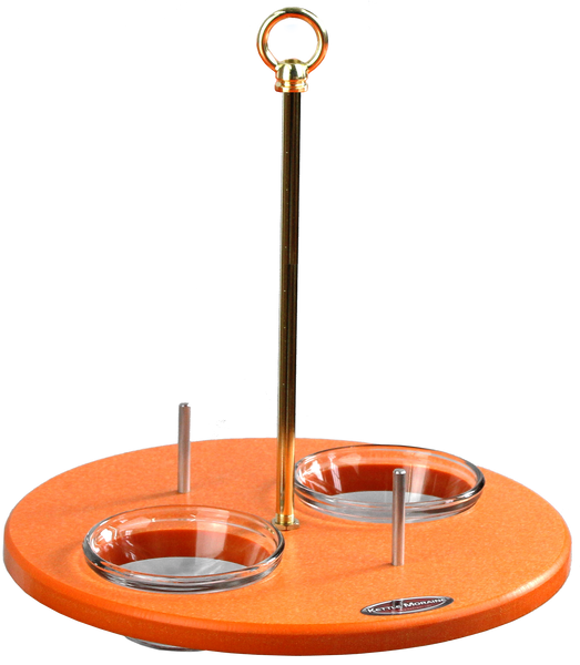 Orange oriole platform feeder shown without roof