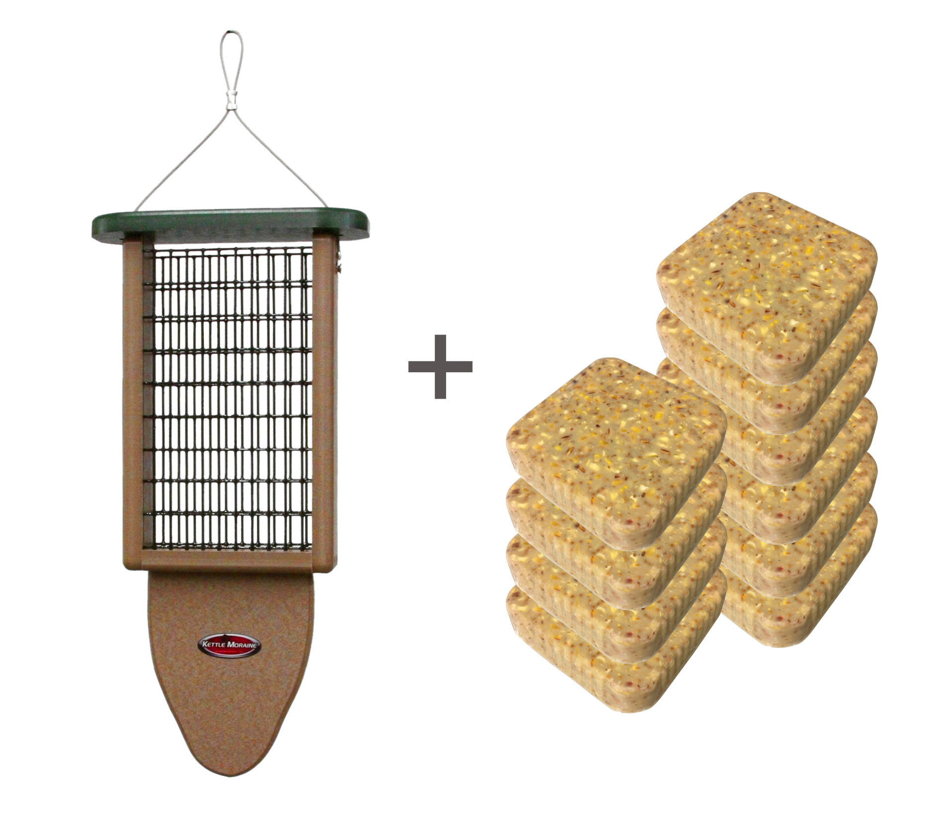 Suet Feeder + 10 Pack of Pine Tree Farms Suet