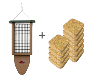 Suet Feeder + 10 Pack of Pine Tree Farms Suet