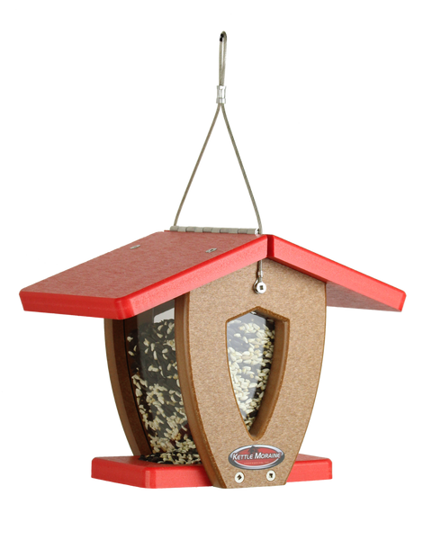 mini kettle moraine hopper feeder with red roof