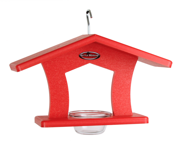 red single cup feeder with wide roof