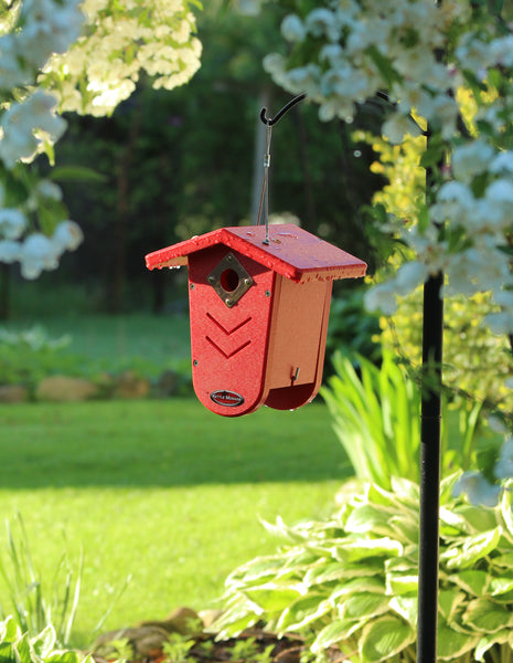 red weather proof bird house