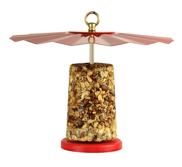 kettle moraine seed log feeder with red powder coated roof