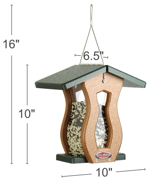 hanging heavy duty recycled bird feeder green roof with dimensions