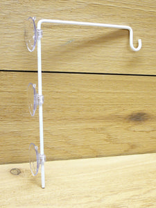 white hook with suction cups for bird feeders