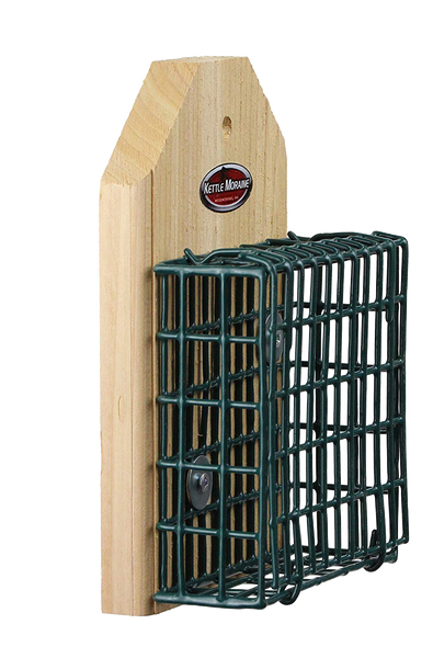 cedar suet feeder with cage for mounting