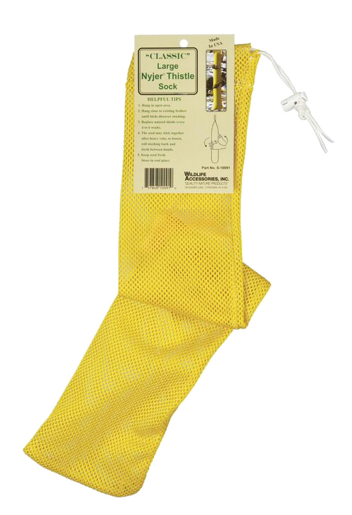 large yellow mesh finch feeder sock