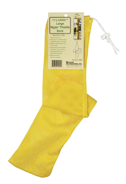 large yellow mesh finch feeder sock